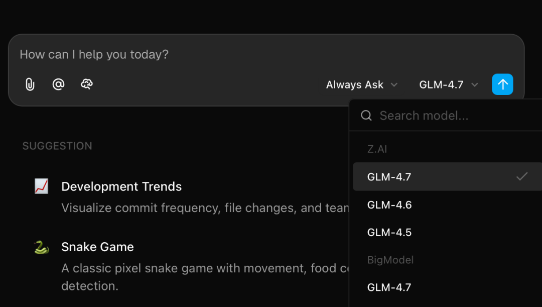 Conversation Area Model Switching